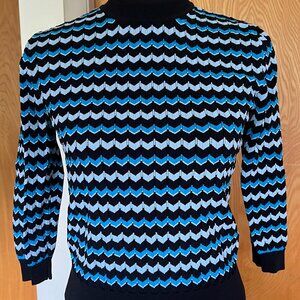 Thin Knit Sweater Top Blue ZigZag NWOT Size S